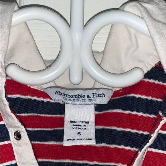 Abercrombie & Fitch red and blue stripped top. - Picture 2 of 3